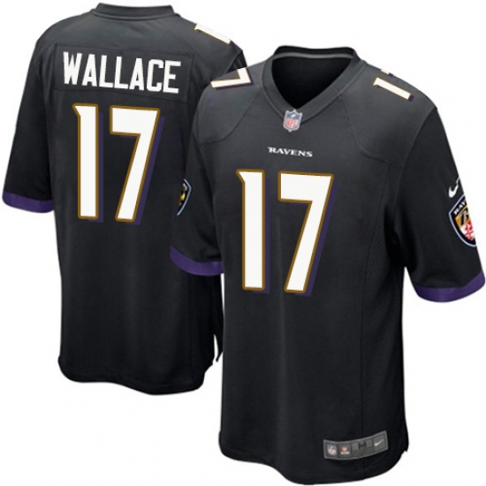 Men's Nike Baltimore Ravens 17 Mike Wallace Game Black Alternate NFL Jersey