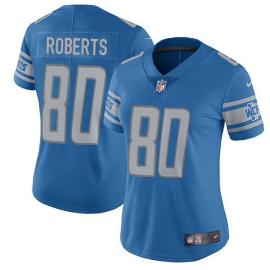 Women's Nike Detroit Lions 80 Michael Roberts Limited Light Blue Team Color Vapor Untouchable NFL Jersey