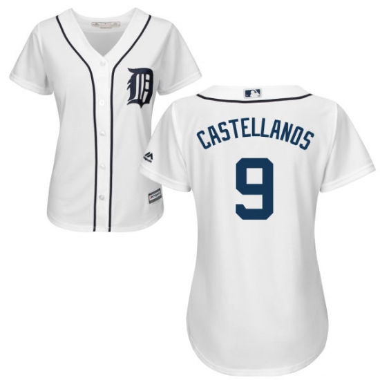 Women's Majestic Detroit Tigers 9 Nick Castellanos Authentic White Home Cool Base MLB Jersey