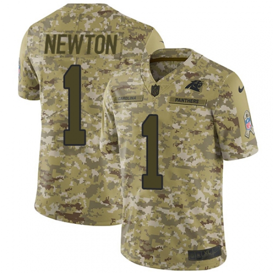 Men's Nike Carolina Panthers 1 Cam Newton Limited Camo 2018 Salute to Service NFL Jersey