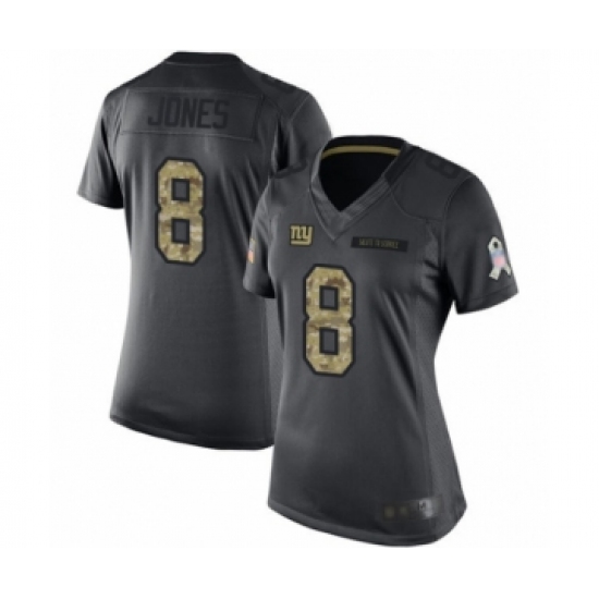 Women's New York Giants 8 Daniel Jones Limited Black 2016 Salute to Service Football Jersey