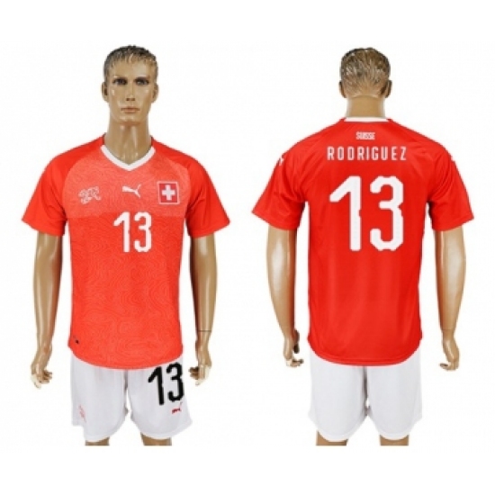 Switzerland 13 Rodriguez Red Home Soccer Country Jersey