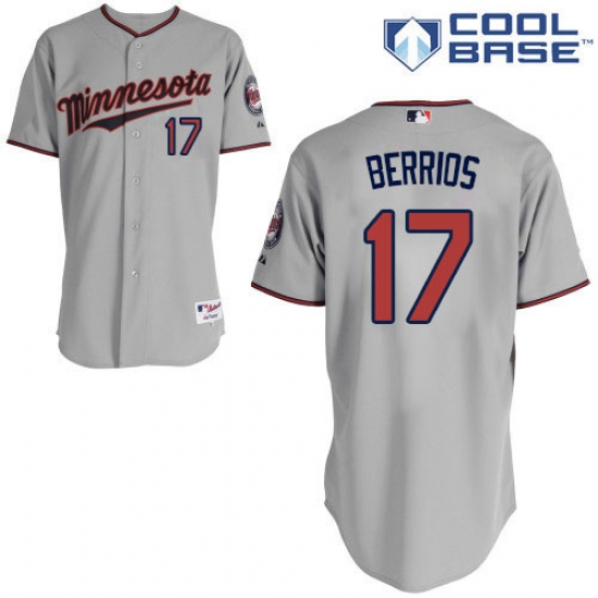 Men's Majestic Minnesota Twins 17 Jose Berrios Replica Grey Road Cool Base MLB Jersey