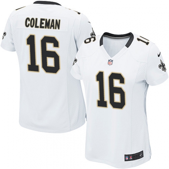 Women's Nike New Orleans Saints 16 Brandon Coleman Game White NFL Jersey