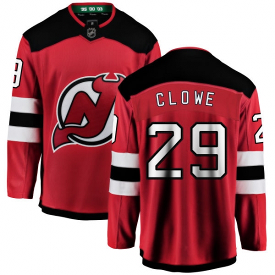 Men's New Jersey Devils 29 Ryane Clowe Fanatics Branded Red Home Breakaway NHL Jersey