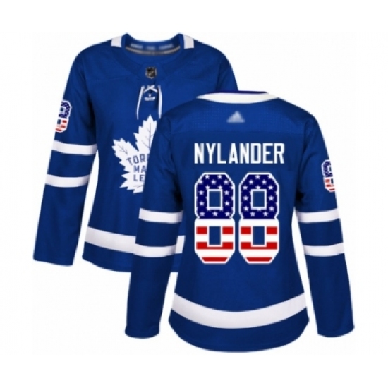 Women's Toronto Maple Leafs 88 William Nylander Authentic Royal Blue USA Flag Fashion Hockey Jersey