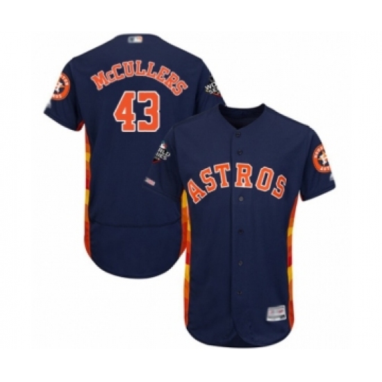Men's Houston Astros 43 Lance McCullers Navy Blue Alternate Flex Base Authentic Collection 2019 World Series Bound Baseball Jersey