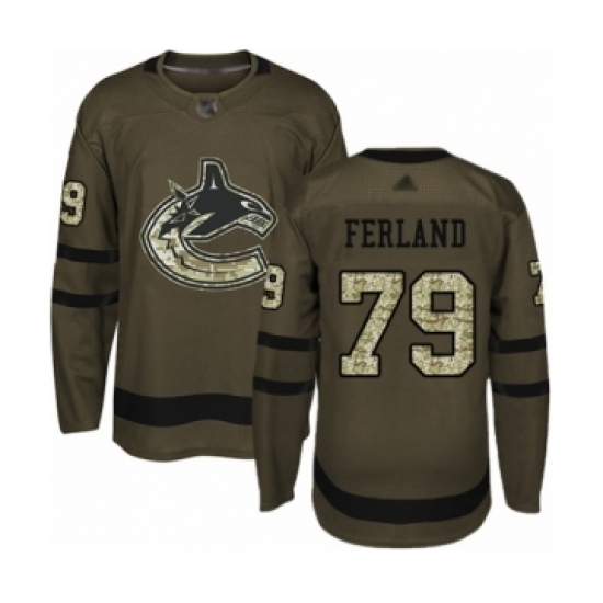 Men's Vancouver Canucks 79 Michael Ferland Authentic Green Salute to Service Hockey Jersey