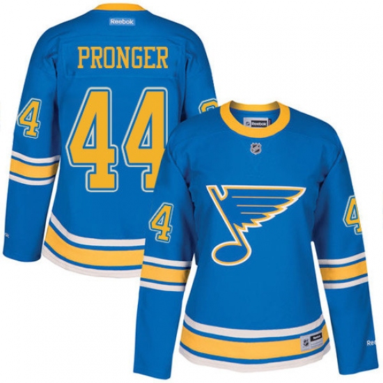 Women's Reebok St. Louis Blues 44 Chris Pronger Premier Blue 2017 Winter Classic NHL Jersey