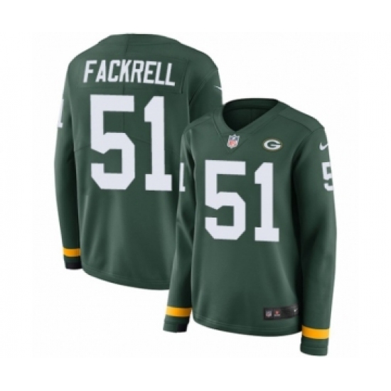 Women's Nike Green Bay Packers 51 Kyler Fackrell Limited Green Therma Long Sleeve NFL Jersey