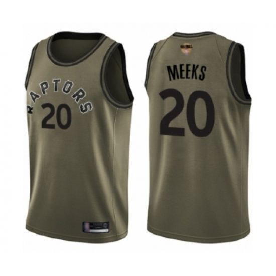 Youth Toronto Raptors 20 Jodie Meeks Swingman Green Salute to Service 2019 Basketball Finals Bound Jersey