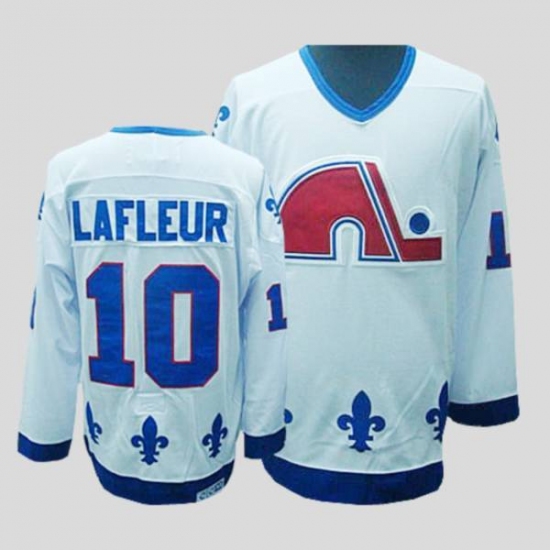Nordiques 10 Guy Lafleur Stitched CCM Throwback white NHL Jersey