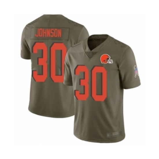 Youth Cleveland Browns 30 D'Ernest Johnson Limited Olive 2017 Salute to Service Football Jersey