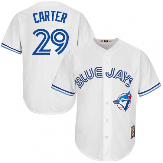 Men's Majestic Toronto Blue Jays 29 Joe Carter Replica White Cooperstown MLB Jersey