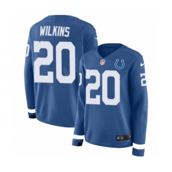 Women's Nike Indianapolis Colts 20 Jordan Wilkins Limited Blue Therma Long Sleeve NFL Jersey