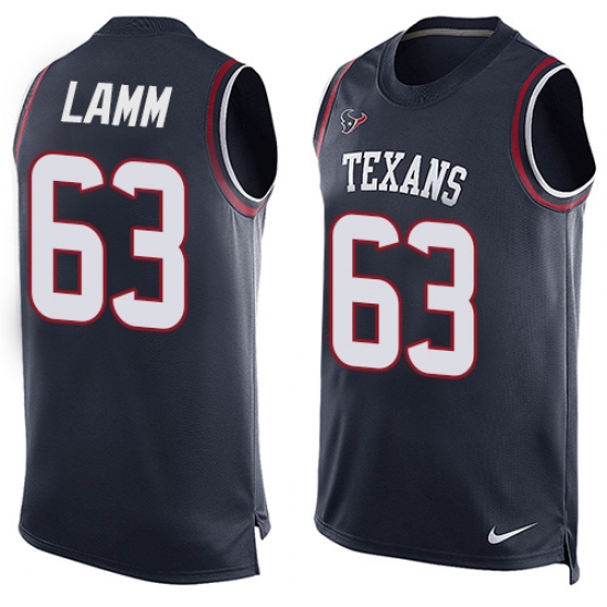 Men's Nike Houston Texans 63 Kendall Lamm Limited Navy Blue Player Name & Number Tank Top NFL Jersey