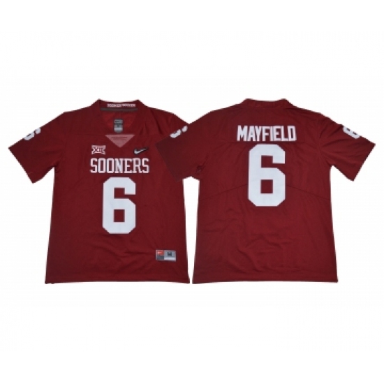 Oklahoma Sooners 6 Baker Mayfield Red Diamond Logo College Football Jersey