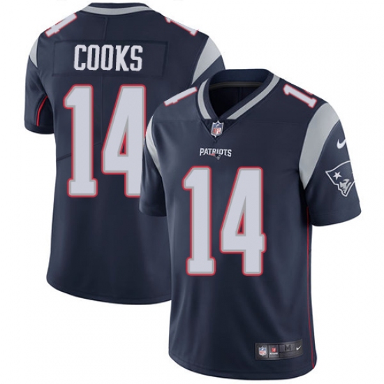 Youth Nike New England Patriots 14 Brandin Cooks Navy Blue Team Color Vapor Untouchable Limited Player NFL Jersey