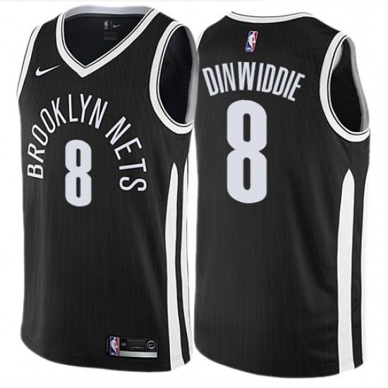 Men's Nike Brooklyn Nets 8 Spencer Dinwiddie Swingman Black NBA Jersey - City Edition