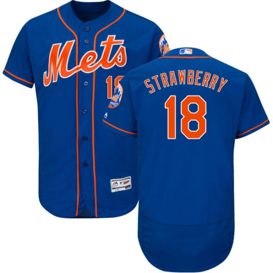 Men's Majestic New York Mets 18 Darryl Strawberry Royal Blue Alternate Flex Base Authentic Collection MLB Jersey