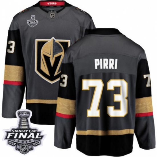 Men's Vegas Golden Knights 73 Brandon Pirri Authentic Black Home Fanatics Branded Breakaway 2018 Stanley Cup Final NHL Jersey