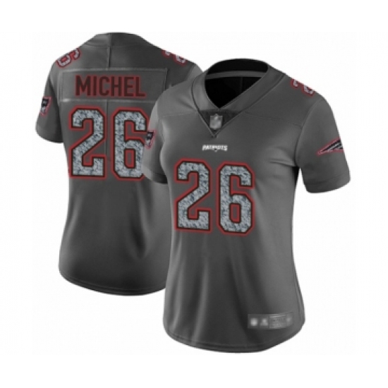 Women's New England Patriots 26 Sony Michel Limited Gray Static Fashion Football Jersey