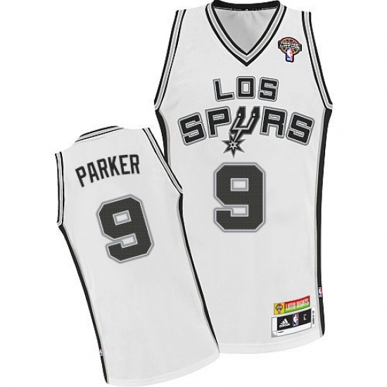 Men's Adidas San Antonio Spurs 9 Tony Parker Authentic White Latin Nights NBA Jersey