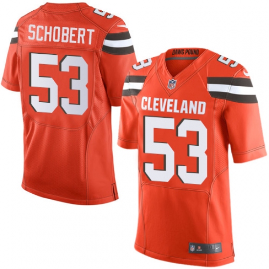 Men's Nike Cleveland Browns 53 Joe Schobert Elite Orange Alternate NFL Jersey