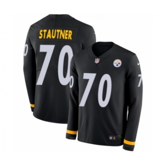 Men's Nike Pittsburgh Steelers 70 Ernie Stautner Limited Black Therma Long Sleeve NFL Jersey