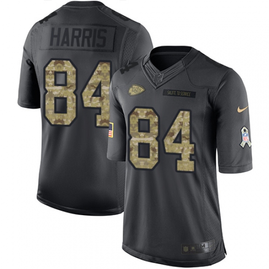 Men's Nike Kansas City Chiefs 84 Demetrius Harris Limited Black 2016 Salute to Service NFL Jersey