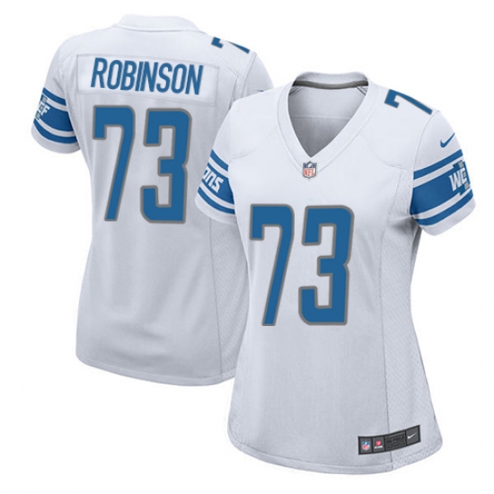 Women's Nike Detroit Lions 73 Greg Robinson Game White NFL Jersey