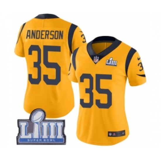 Women's Nike Los Angeles Rams 35 C.J. Anderson Limited Gold Rush Vapor Untouchable Super Bowl LIII Bound NFL Jersey