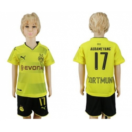 Dortmund 17 Aubameyang Home Kid Soccer Club Jersey