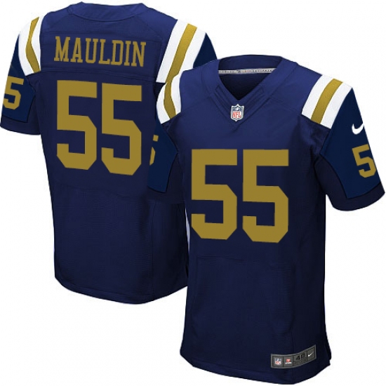 Men's Nike New York Jets 55 Lorenzo Mauldin Elite Navy Blue Alternate NFL Jersey