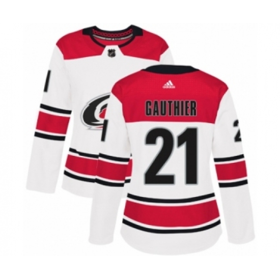 Women's Adidas Carolina Hurricanes 21 Julien Gauthier Authentic White Away NHL Jersey