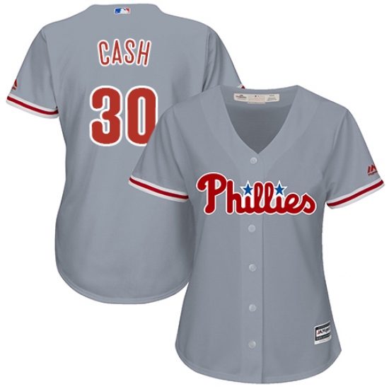 Women's Majestic Philadelphia Phillies 30 Dave Cash Authentic Grey Road Cool Base MLB Jersey