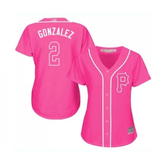 Women's Pittsburgh Pirates 2 Erik Gonzalez Replica Pink Fashion Cool Base Baseball Jersey