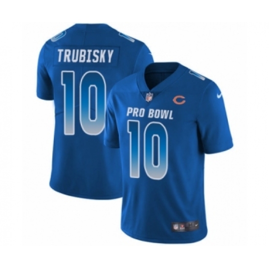 Men's Chicago Bears 10 Mitchell Trubisky Limited Royal Blue NFC 2019 Pro Bowl Football Jersey