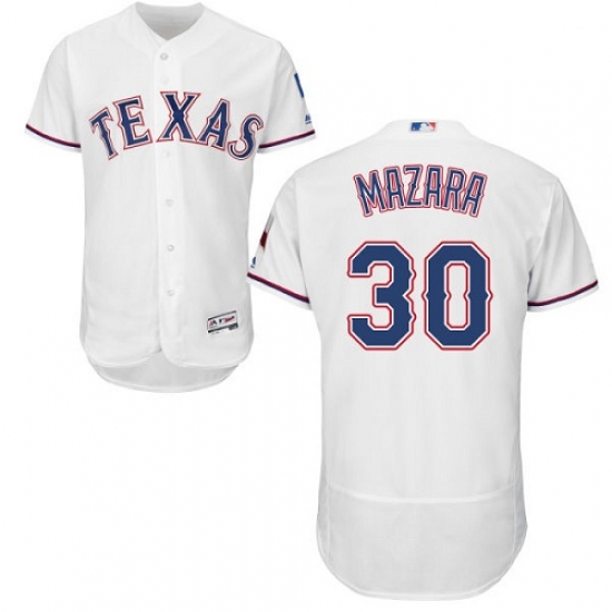 Men's Majestic Texas Rangers 30 Nomar Mazara White Home Flex Base Authentic Collection MLB Jersey