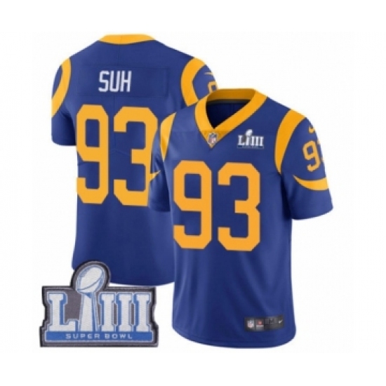 Youth Nike Los Angeles Rams 93 Ndamukong Suh Royal Blue Alternate Vapor Untouchable Limited Player Super Bowl LIII Bound NFL Jersey