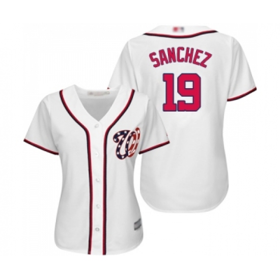 Women's Washington Nationals 19 Anibal Sanchez Replica White Home Cool Base Baseball Jersey