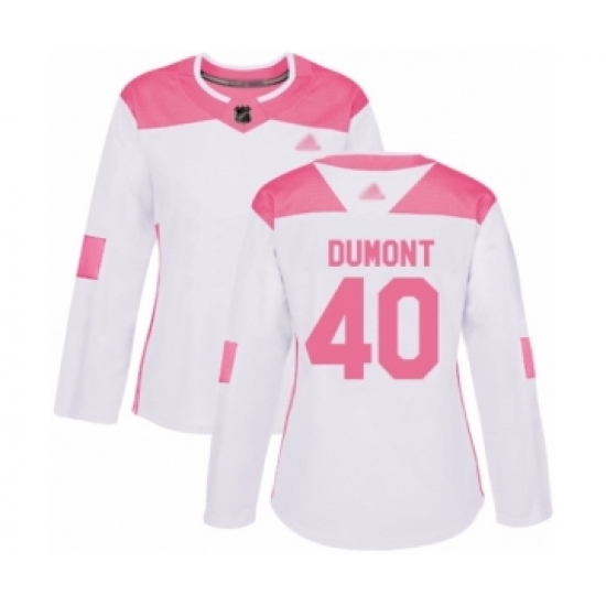 Women's Minnesota Wild 40 Gabriel Dumont Authentic White Pink Fashion Hockey Jersey