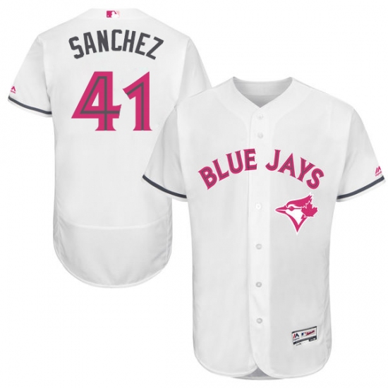 Men's Majestic Toronto Blue Jays 41 Aaron Sanchez Authentic White 2016 Mother's Day Fashion Flex Base MLB Jersey