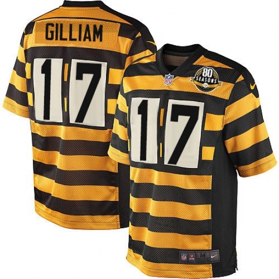 Men's Nike Pittsburgh Steelers 17 Joe Gilliam Game Yellow/Black Alternate 80TH Anniversary Throwback NFL Jersey