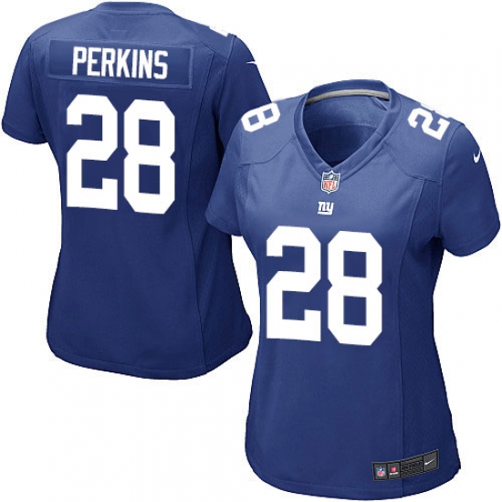 Women's Nike New York Giants 28 Paul Perkins Game Royal Blue Team Color NFL Jersey