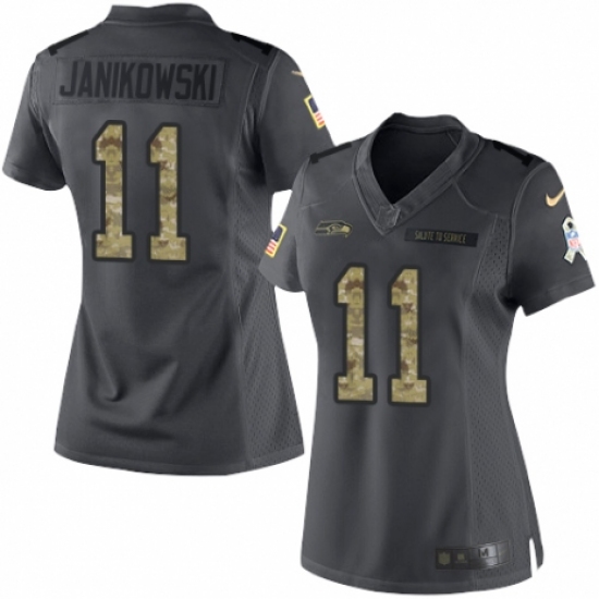 Women's Nike Seattle Seahawks 11 Sebastian Janikowski Limited Black 2016 Salute to Service NFL Jersey