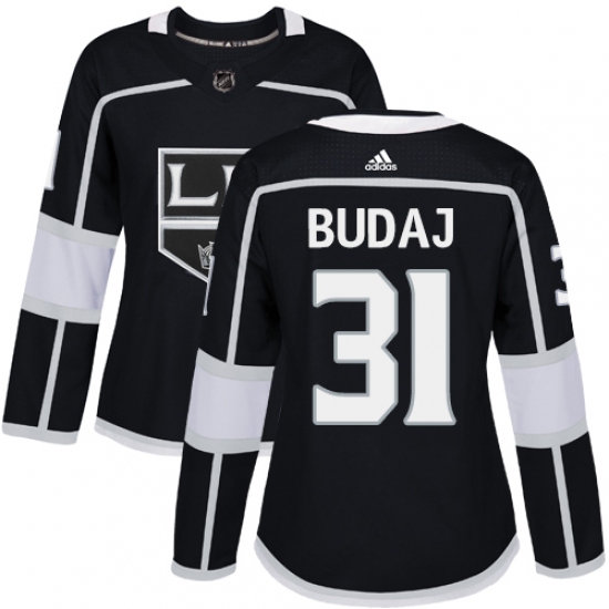 Women's Adidas Los Angeles Kings 31 Peter Budaj Authentic Black Home NHL Jersey