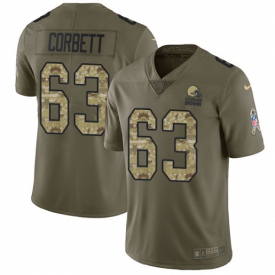 Youth Nike Cleveland Browns 63 Austin Corbett Limited Olive/Camo 2017 Salute to Service NFL Jersey