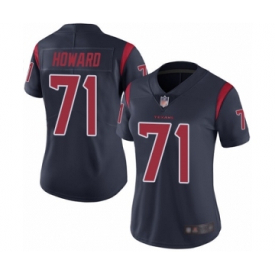 Women's Houston Texans 71 Tytus Howard Limited Navy Blue Rush Vapor Untouchable Football Jersey