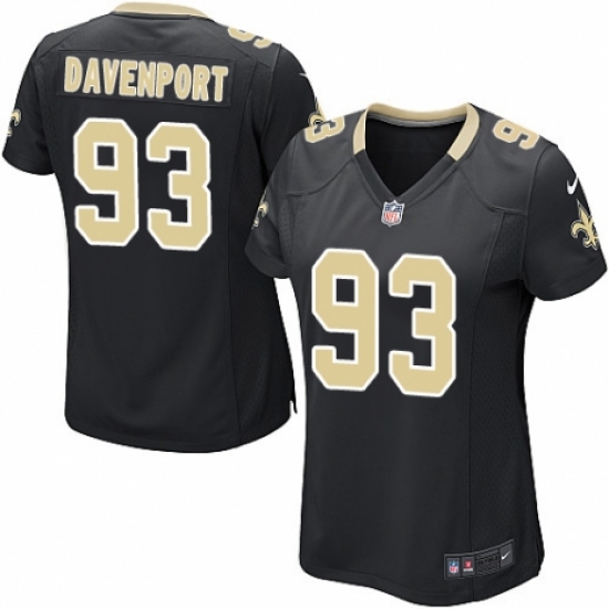 Women's Nike New Orleans Saints 93 Marcus Davenport Game Black Team Color NFL Jersey